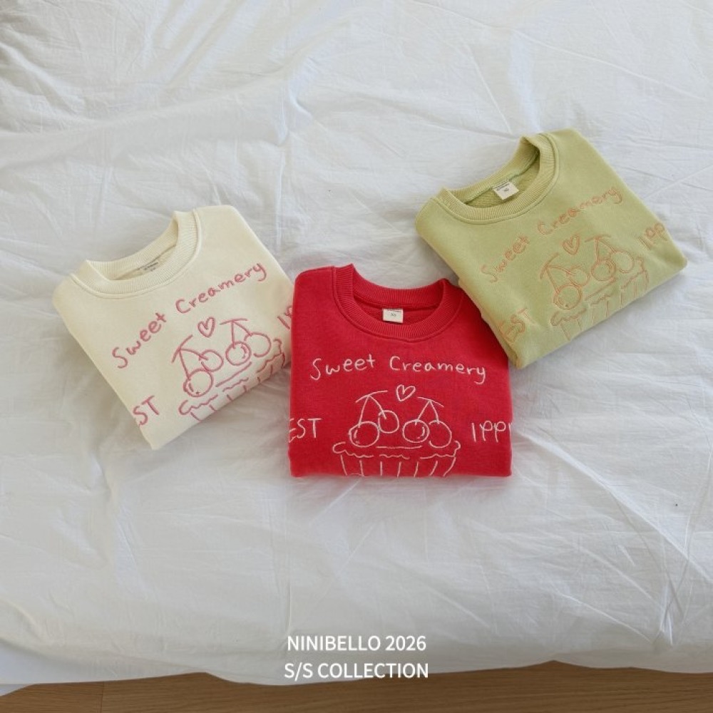 ninibello 春季櫻桃刺繡親子大學T-細節圖10