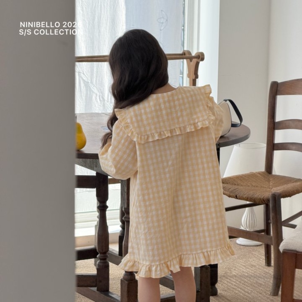 ninibello 春季格子荷葉洋裝-細節圖3