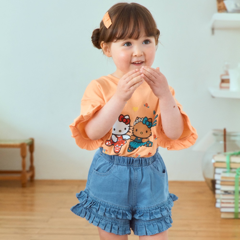 1st blue夏季荷葉袖kitty上衣-細節圖6