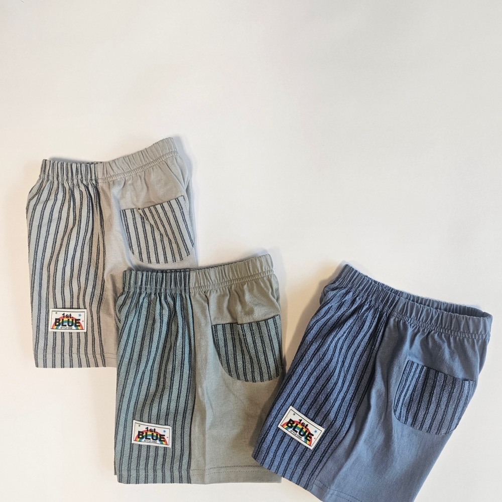1st blue 夏季直條紋短褲-細節圖2