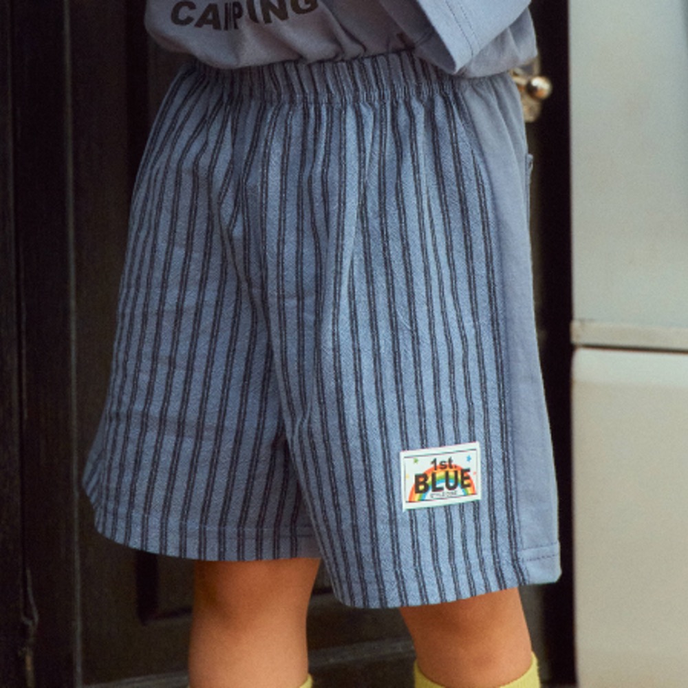 1st blue 夏季直條紋短褲-細節圖4