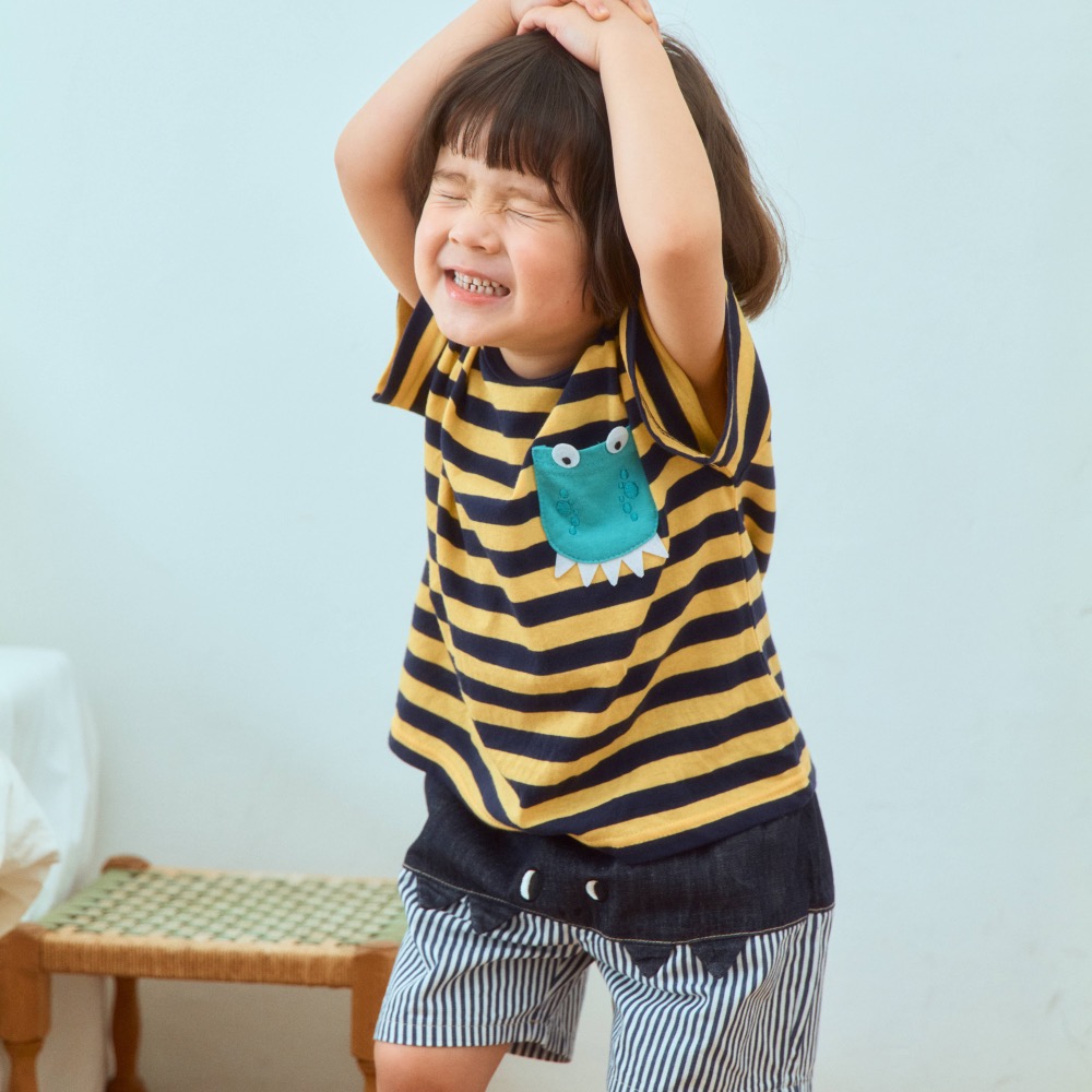 1st blues 夏季橫條鱷魚T恤-細節圖3