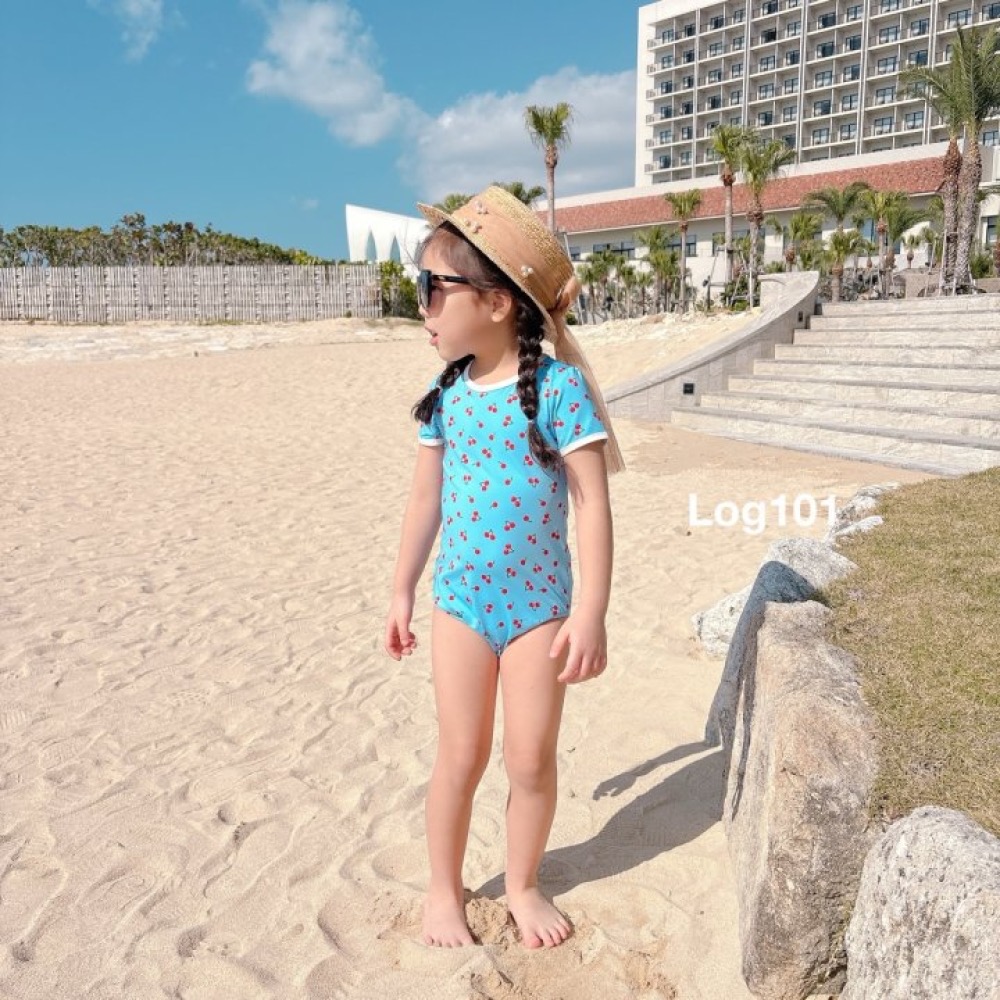 Log101 夏季滿版櫻桃背鏤空泳衣-細節圖9