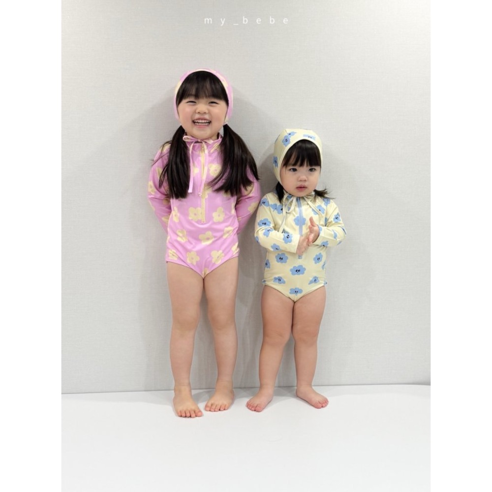 My Bebe 夏季防寒長袖花朵泳衣-細節圖2