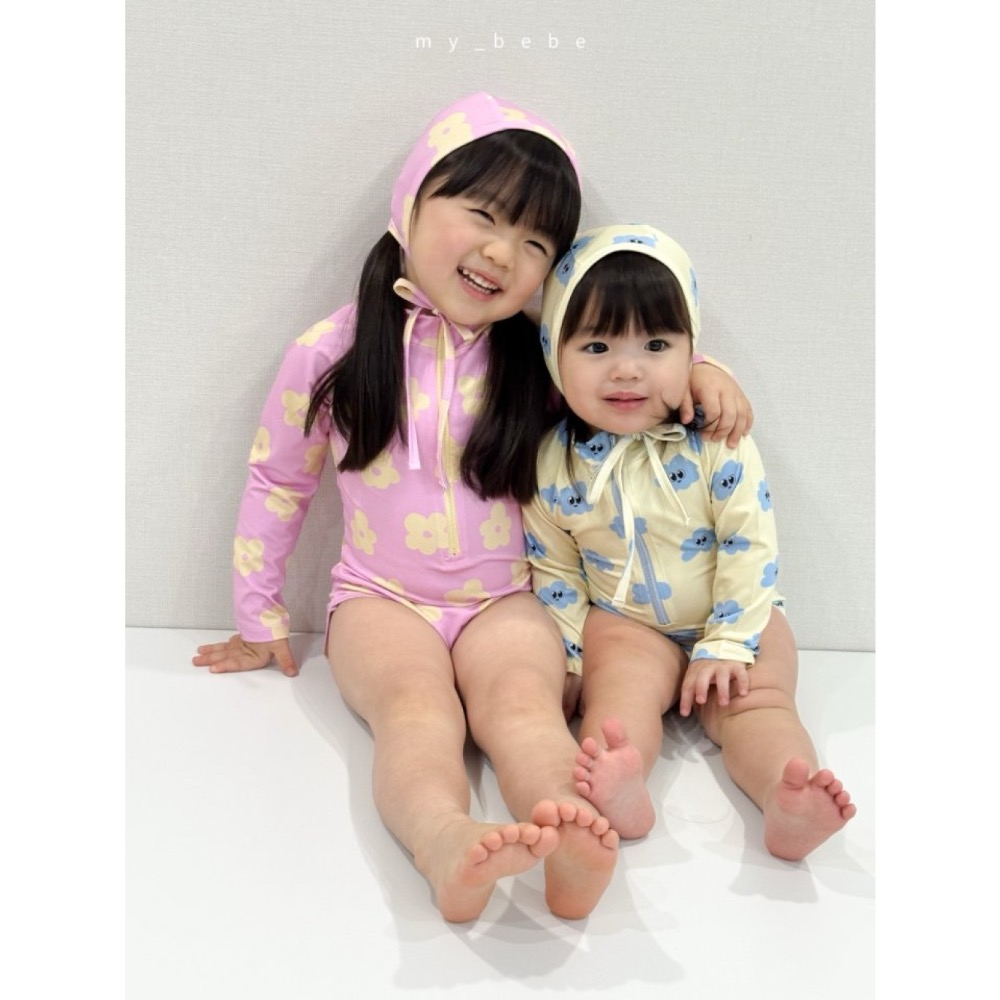 My Bebe 夏季防寒長袖花朵泳衣-細節圖4