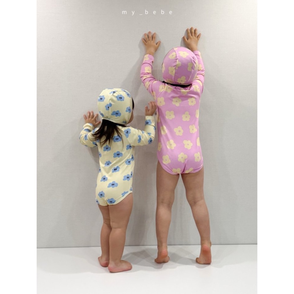 My Bebe 夏季防寒長袖花朵泳衣-細節圖5