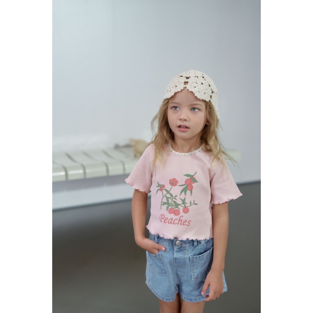 Momo Ann 夏季華夫格花朵上衣-細節圖3