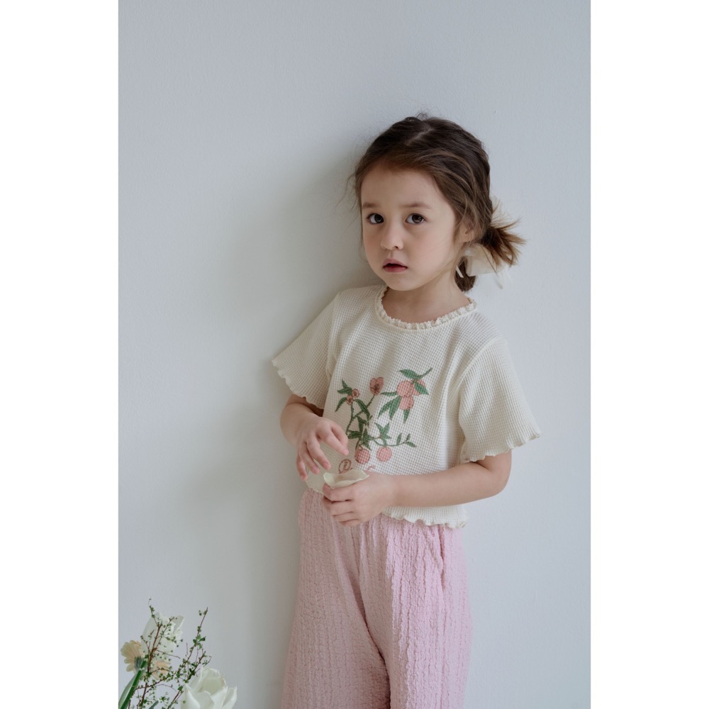 Momo Ann 夏季華夫格花朵上衣-細節圖5