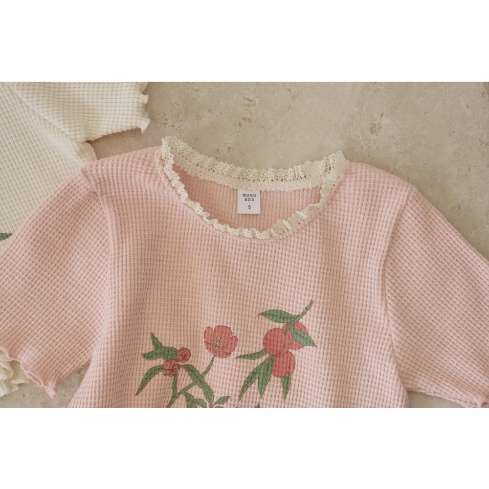 Momo Ann 夏季華夫格花朵上衣-細節圖8