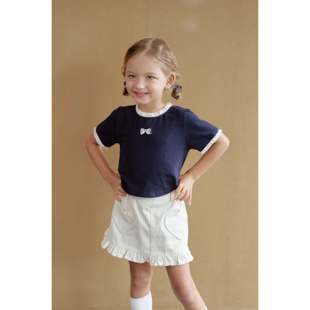 Momo Ann 夏季布蕾絲刺繡蝴蝶結上衣-細節圖4