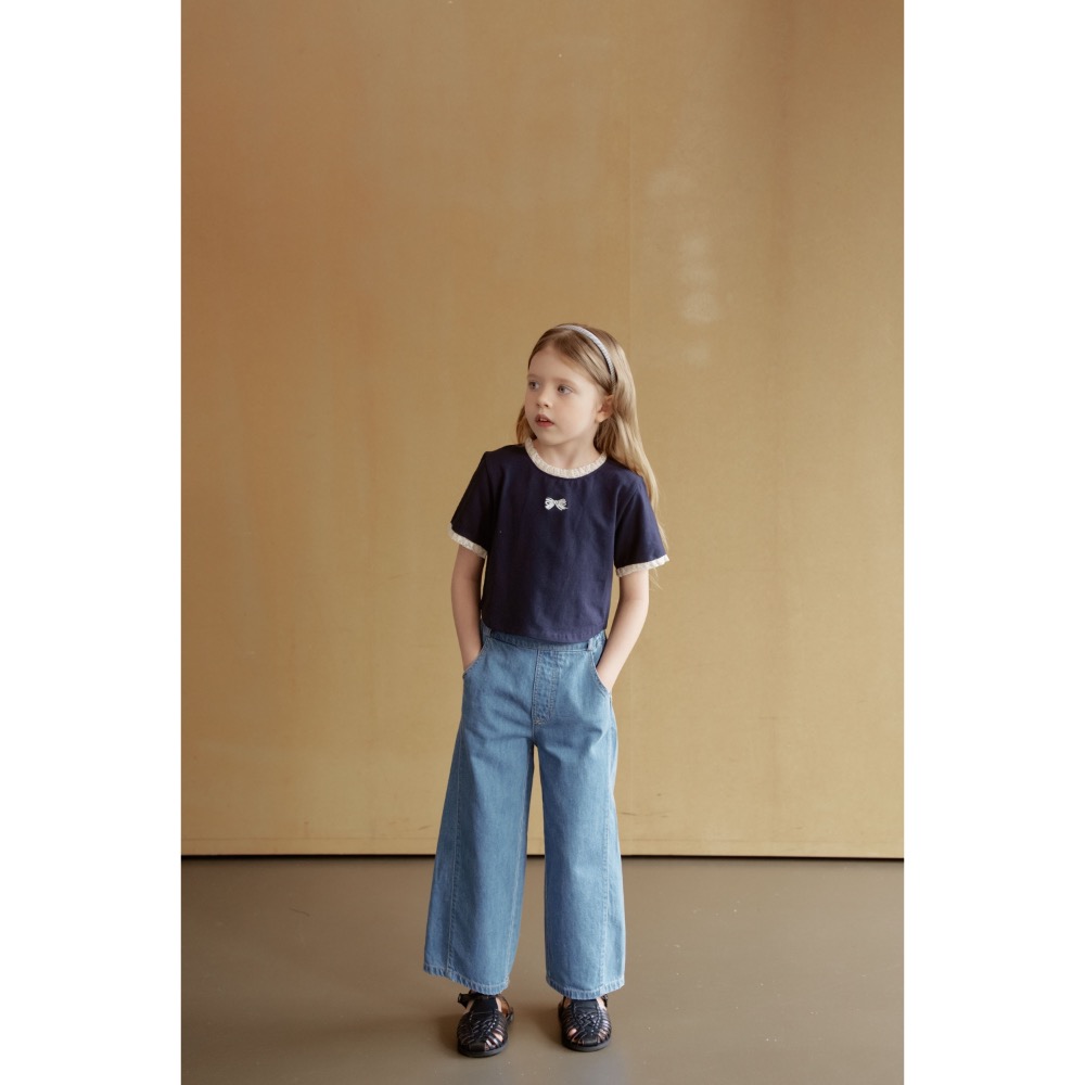 Momo Ann 夏季布蕾絲刺繡蝴蝶結上衣-細節圖6