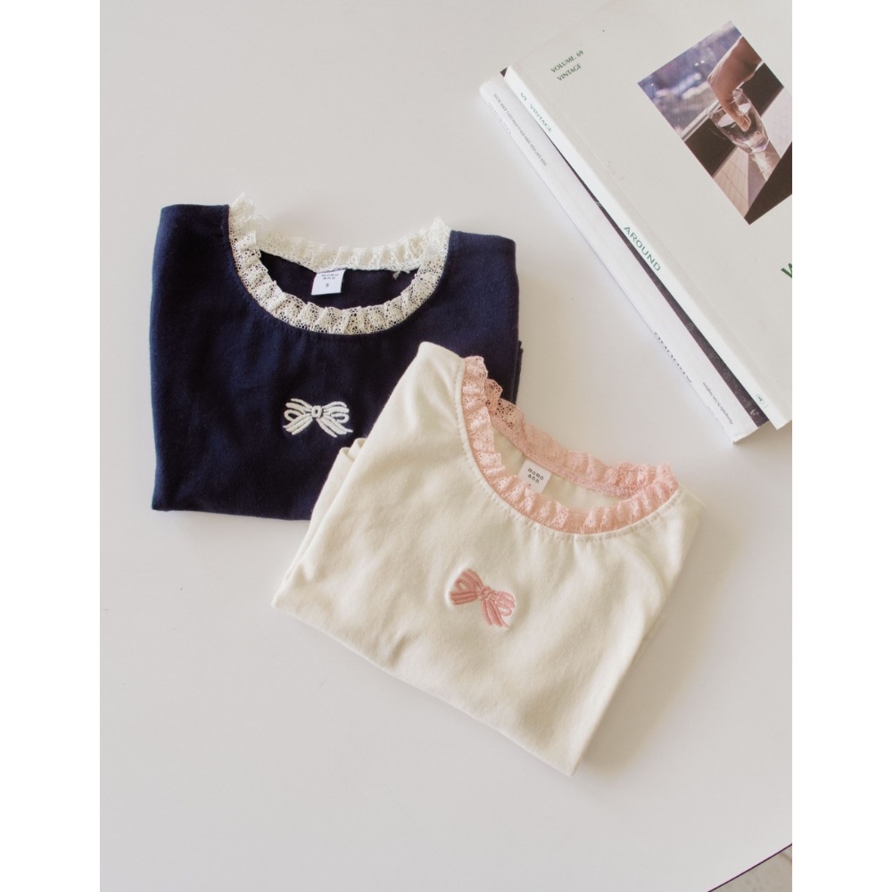 Momo Ann 夏季布蕾絲刺繡蝴蝶結上衣-細節圖8