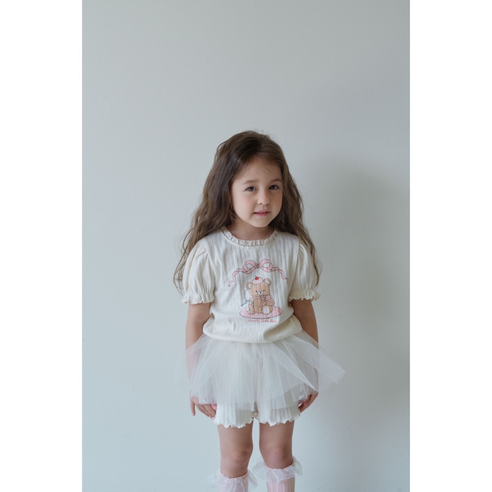 Momo Ann 夏季小熊坑條紋拼接沙套裝-細節圖3