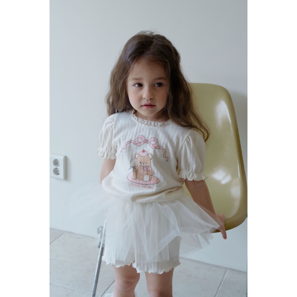 Momo Ann 夏季小熊坑條紋拼接沙套裝-細節圖4