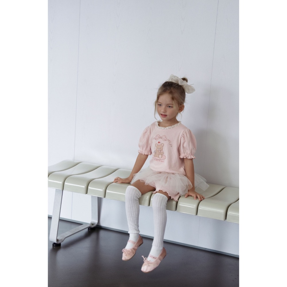 Momo Ann 夏季小熊坑條紋拼接沙套裝-細節圖7