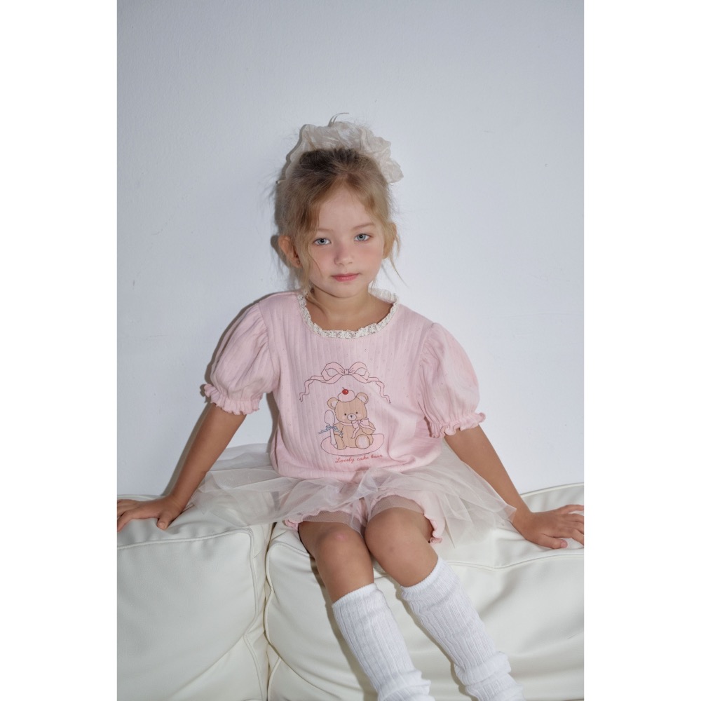 Momo Ann 夏季小熊坑條紋拼接沙套裝-細節圖8