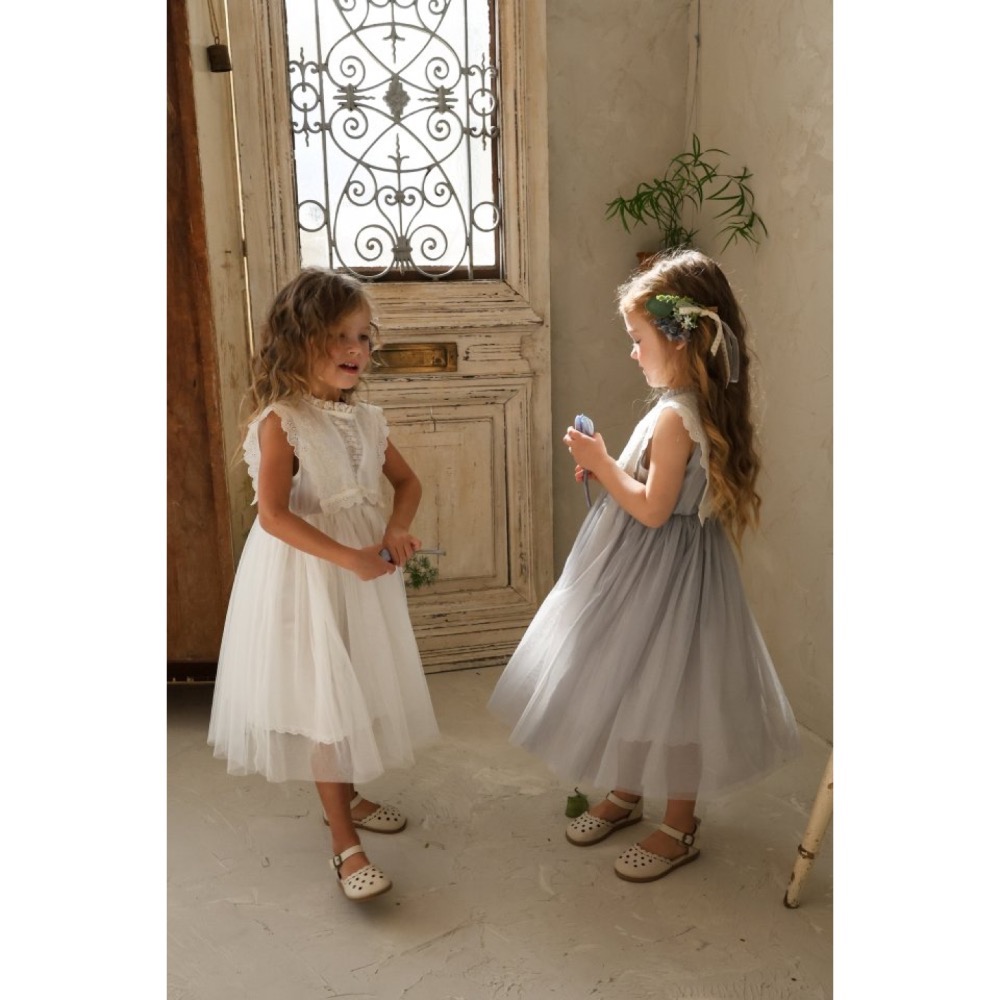 Flo 夏季超仙雕花布蕾絲無袖洋裝-細節圖2