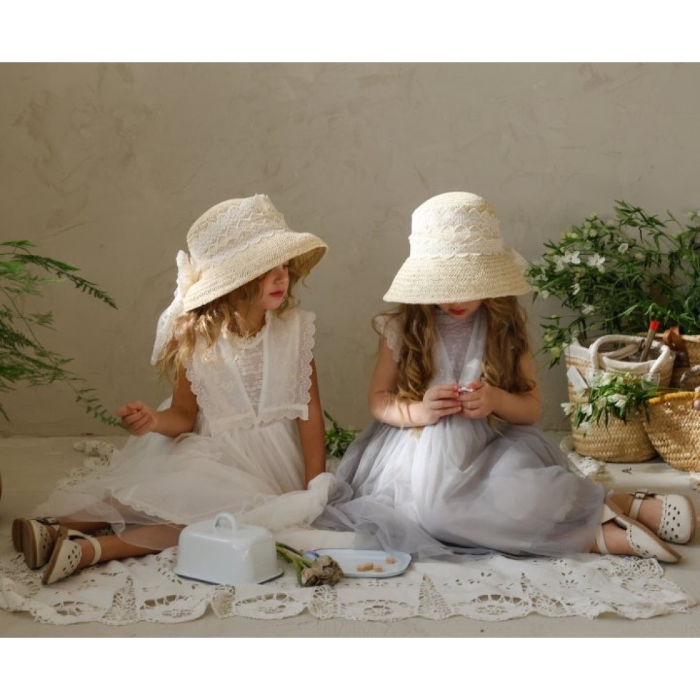 Flo 夏季超仙雕花布蕾絲無袖洋裝-細節圖8