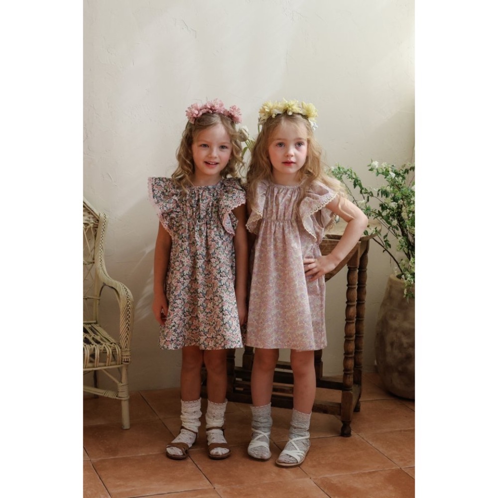 Flo 夏季碎花飛袖洋裝-細節圖2