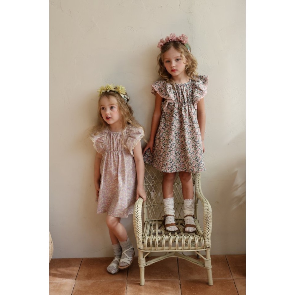 Flo 夏季碎花飛袖洋裝-細節圖4