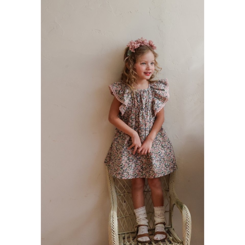 Flo 夏季碎花飛袖洋裝-細節圖6