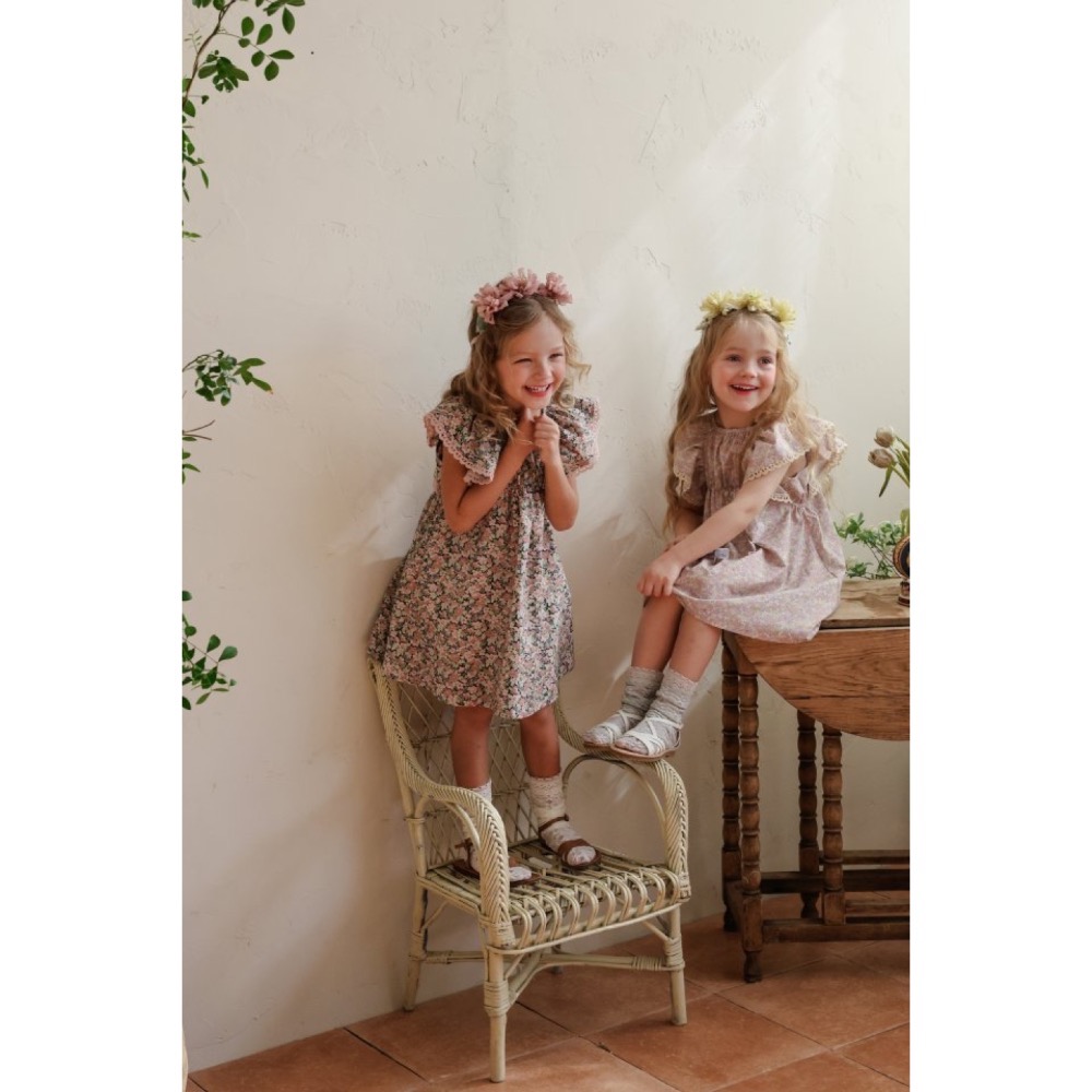 Flo 夏季碎花飛袖洋裝-細節圖7