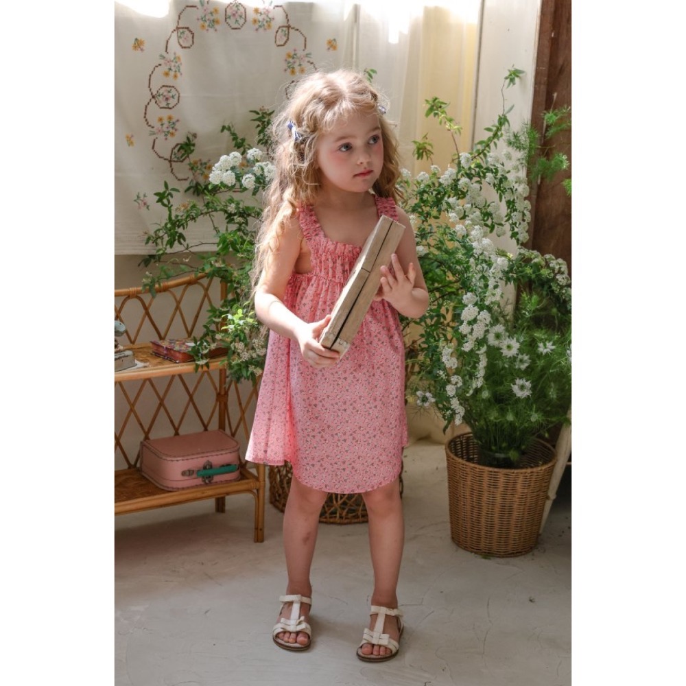 Flo 夏季飽和色碎花洋裝-細節圖10