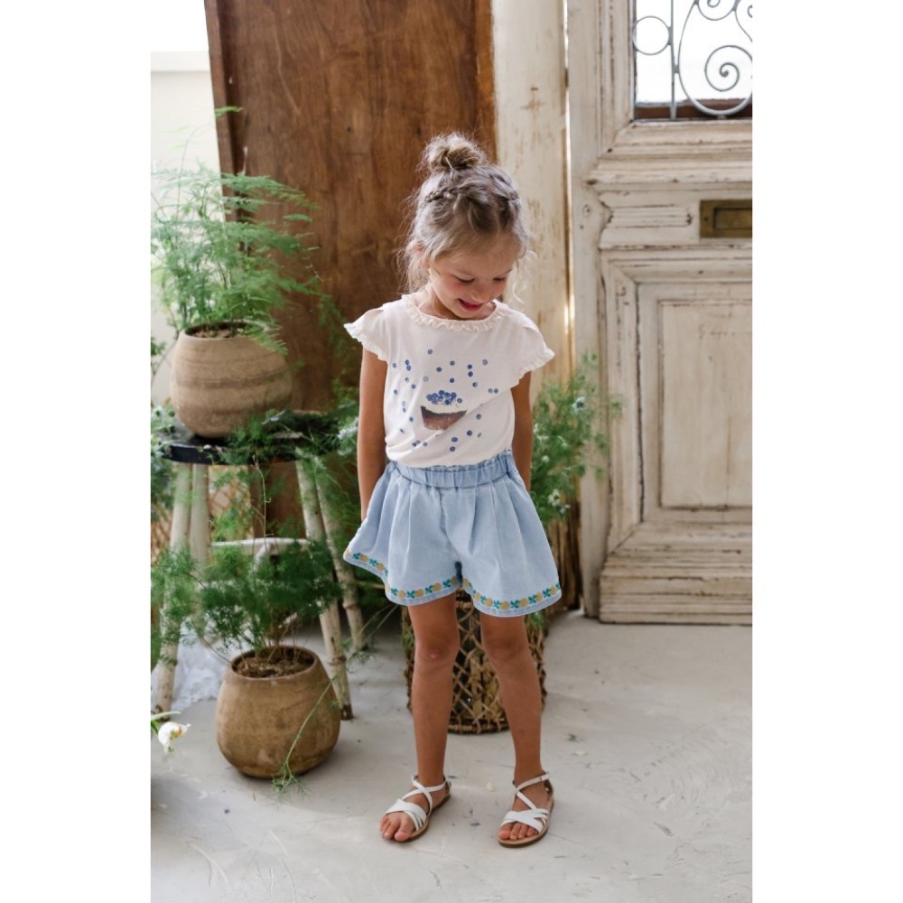 Flo 夏季甜點藍莓蛋糕印花T恤-細節圖2