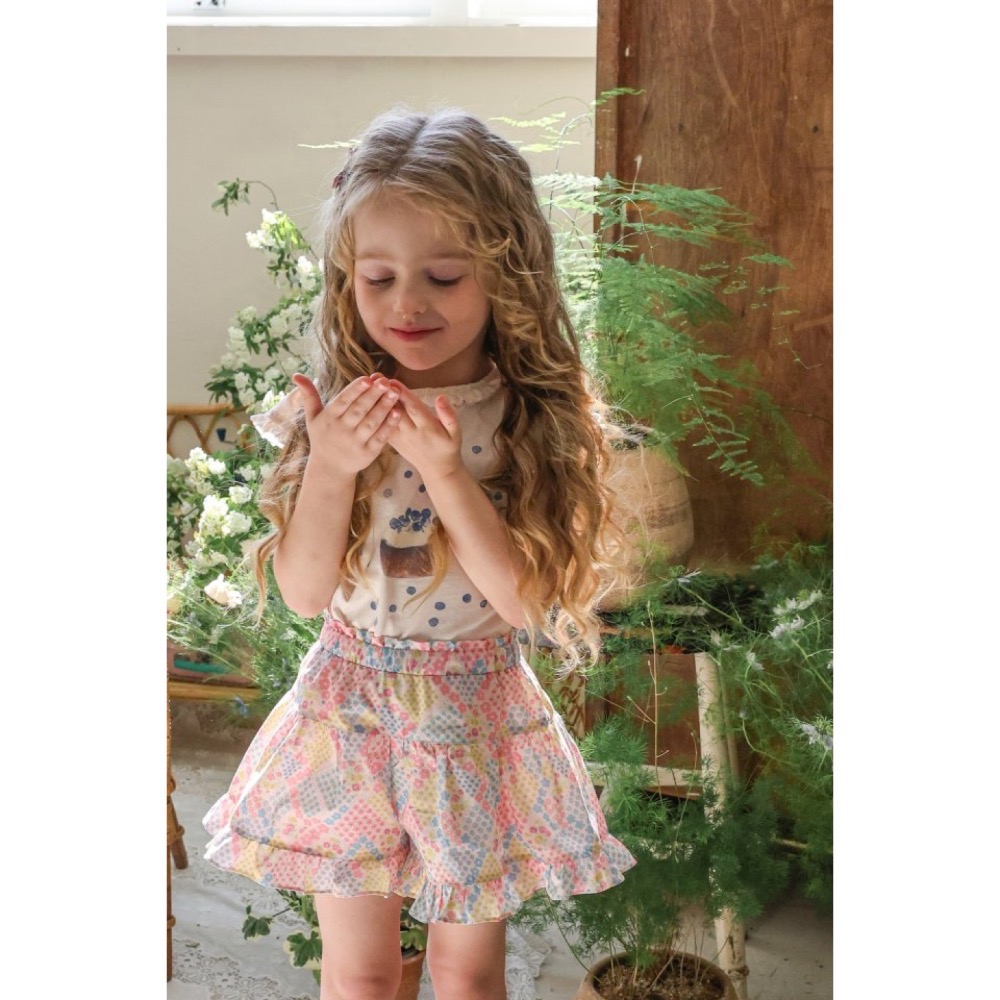 Flo 夏季甜點藍莓蛋糕印花T恤-細節圖4