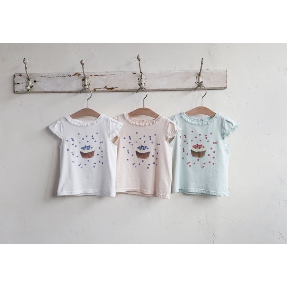 Flo 夏季甜點藍莓蛋糕印花T恤-細節圖10