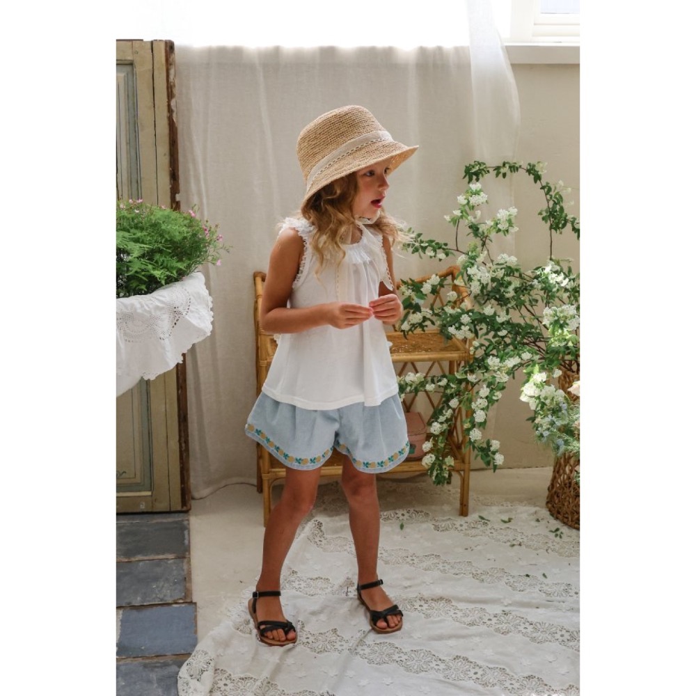 Flo 夏季花朵牛仔短褲-細節圖3