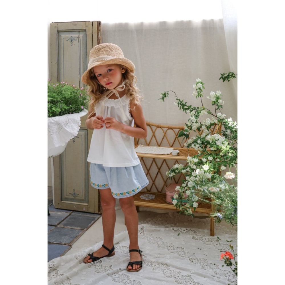 Flo 夏季花朵牛仔短褲-細節圖5