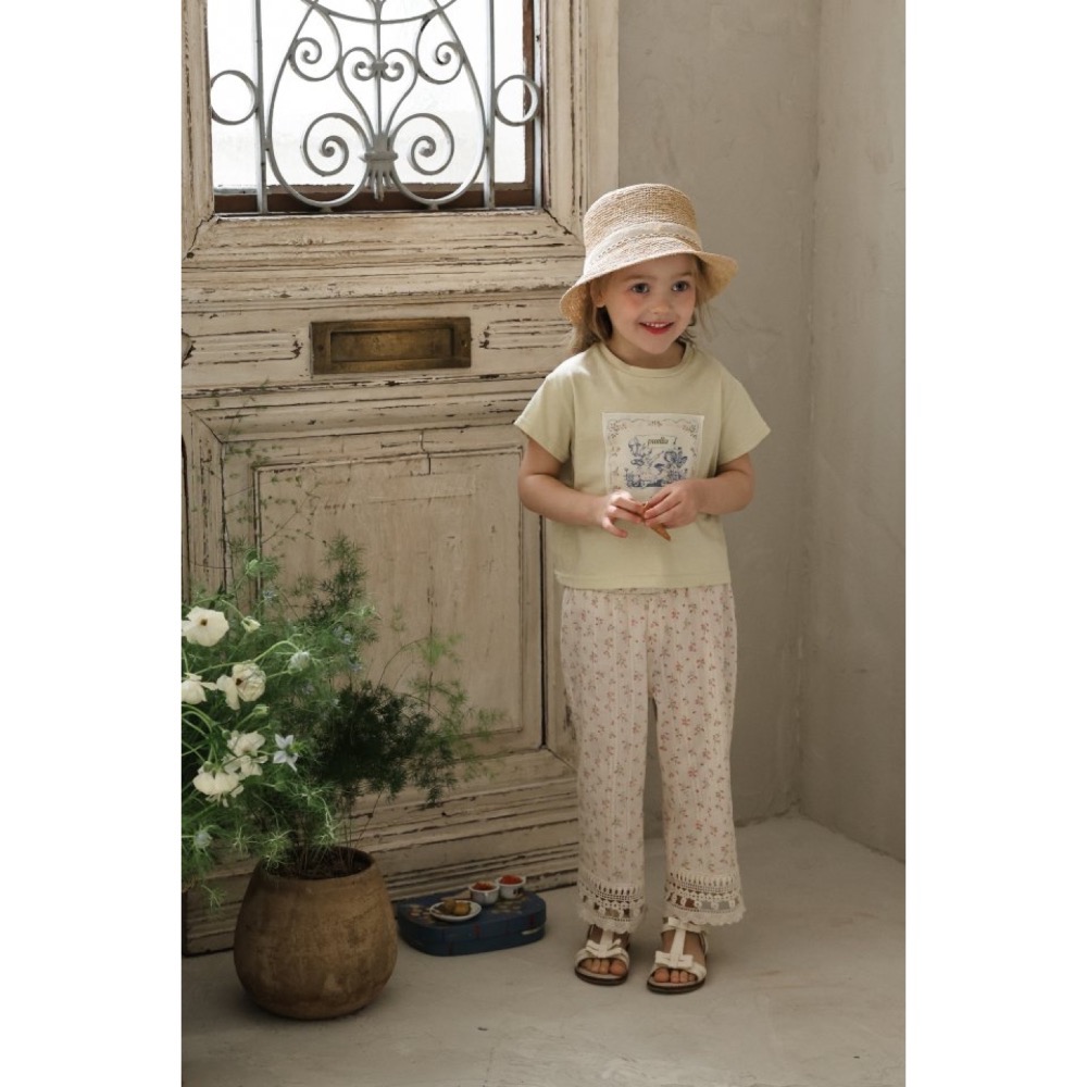 Flo 夏季碎花布蕾絲長褲-細節圖4