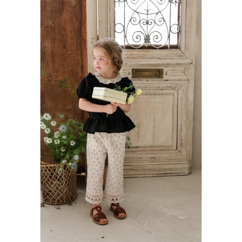 Flo 夏季碎花布蕾絲長褲-細節圖5