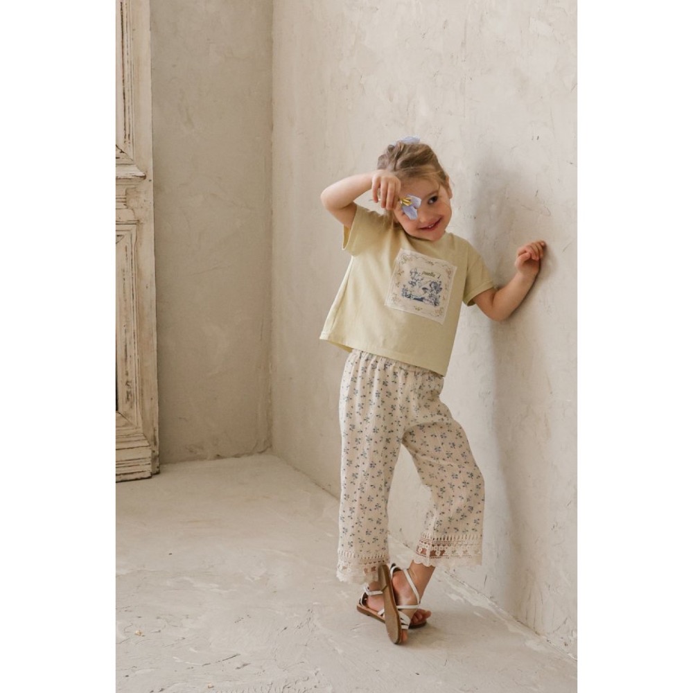 Flo 夏季碎花布蕾絲長褲-細節圖6