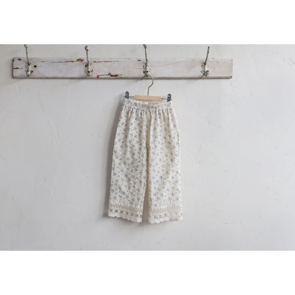 Flo 夏季碎花布蕾絲長褲-細節圖8