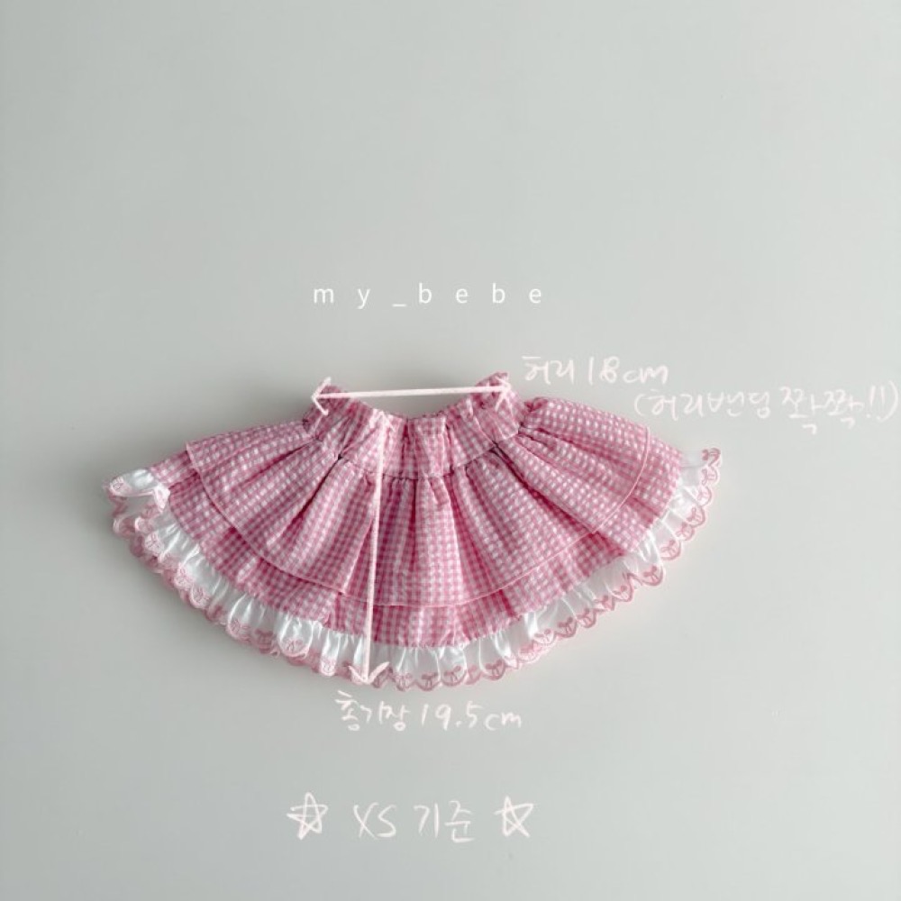 My Bebe 夏季布蕾絲拼接格子短裙-細節圖7