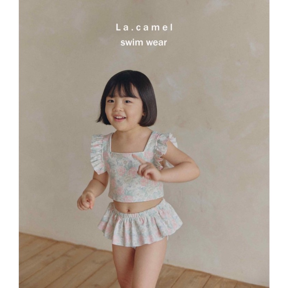 La camel 夏季兩件式玫瑰花泳裝-細節圖5