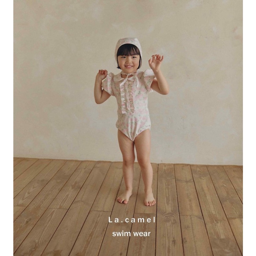 La camel 翻領設計泳裝-細節圖2