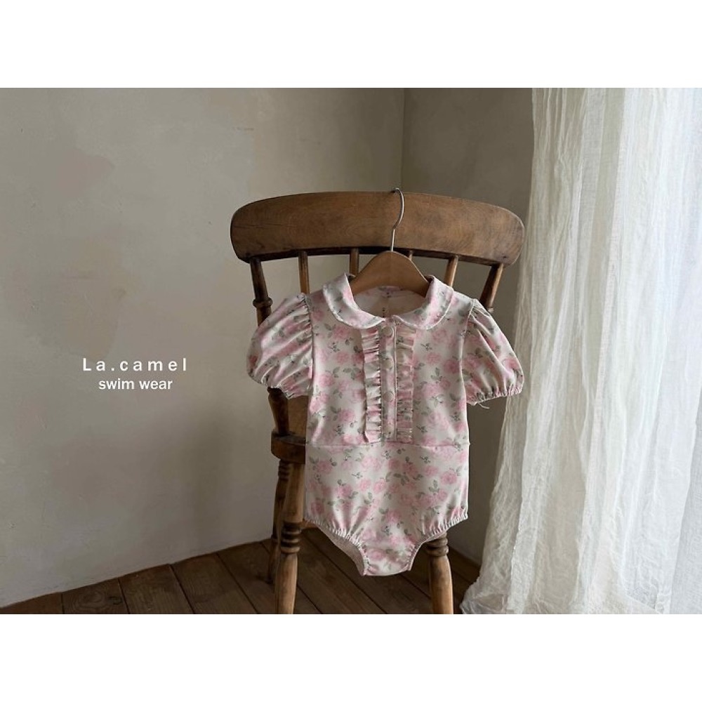 La camel 翻領設計泳裝-細節圖4