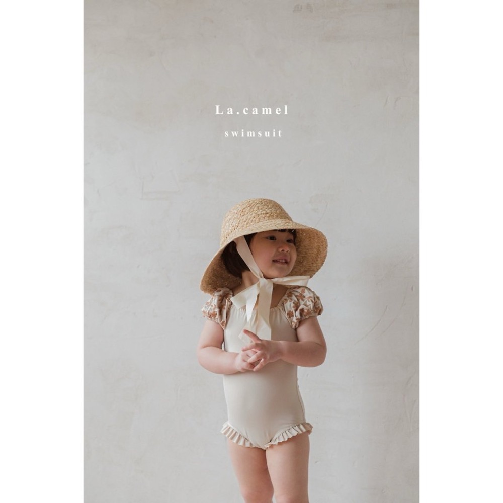La camel 夏季公主袖花朵泳衣-細節圖6