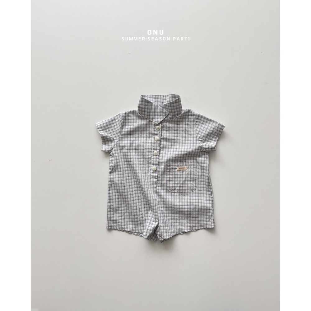 Onu 夏季嬰幼格子襯衫連身服-細節圖2