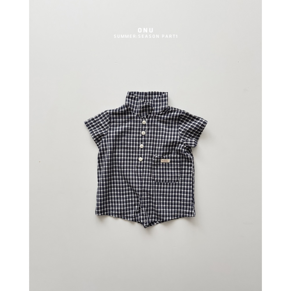Onu 夏季嬰幼格子襯衫連身服-細節圖3