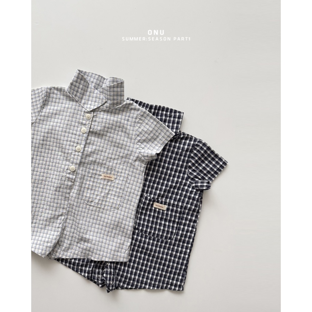 Onu 夏季嬰幼格子襯衫連身服-細節圖6