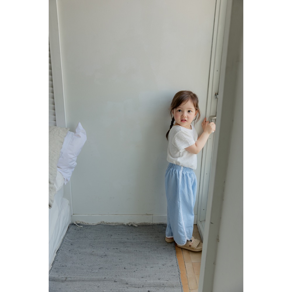 Onu 夏季直條紋輕薄長褲-細節圖2