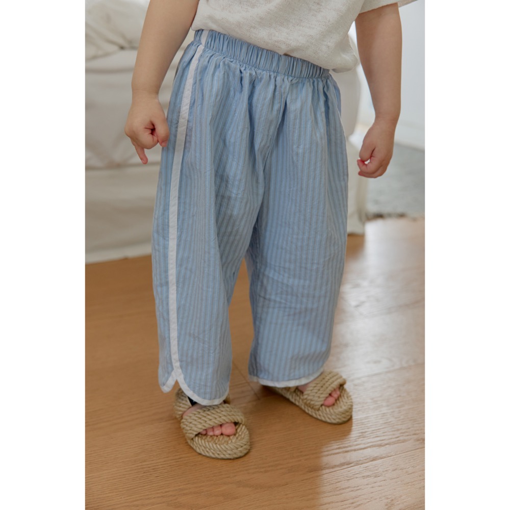 Onu 夏季直條紋輕薄長褲-細節圖5