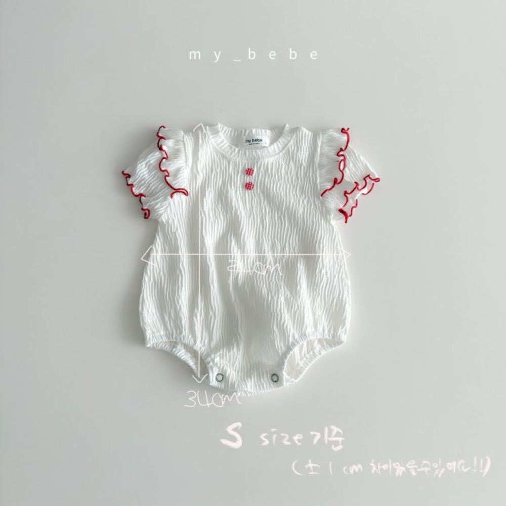 My Bebe 夏季皺皺可愛滾邊包屁衣-細節圖5