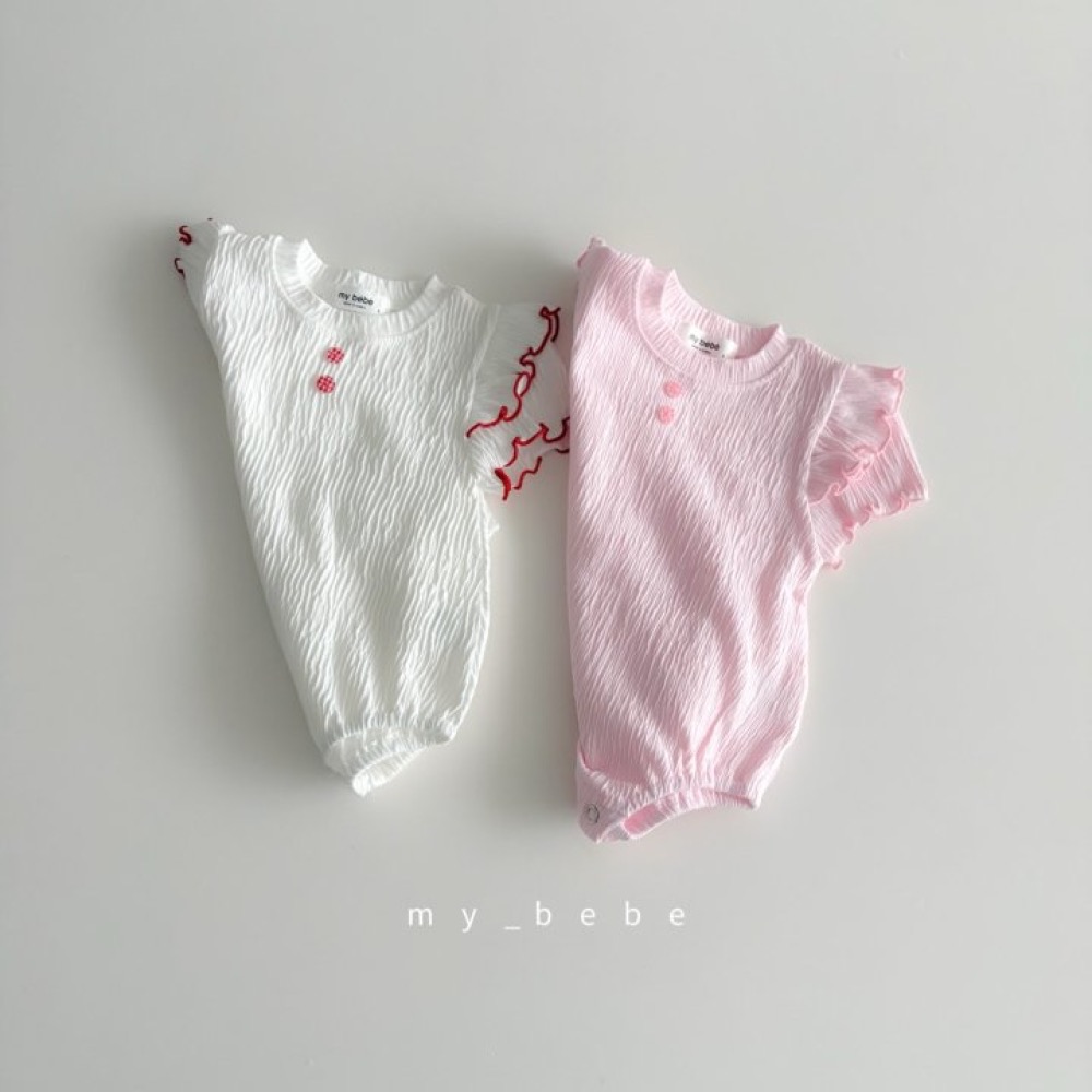 My Bebe 夏季皺皺可愛滾邊包屁衣-細節圖9