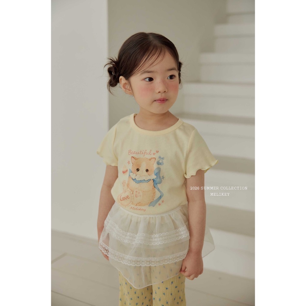 MELIKEY 夏季可愛貓咪木耳邊上衣-細節圖2