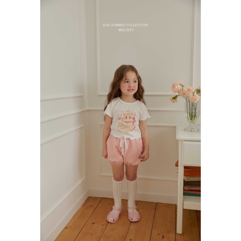 MELIKEY 夏季可愛貓咪木耳邊上衣-細節圖3